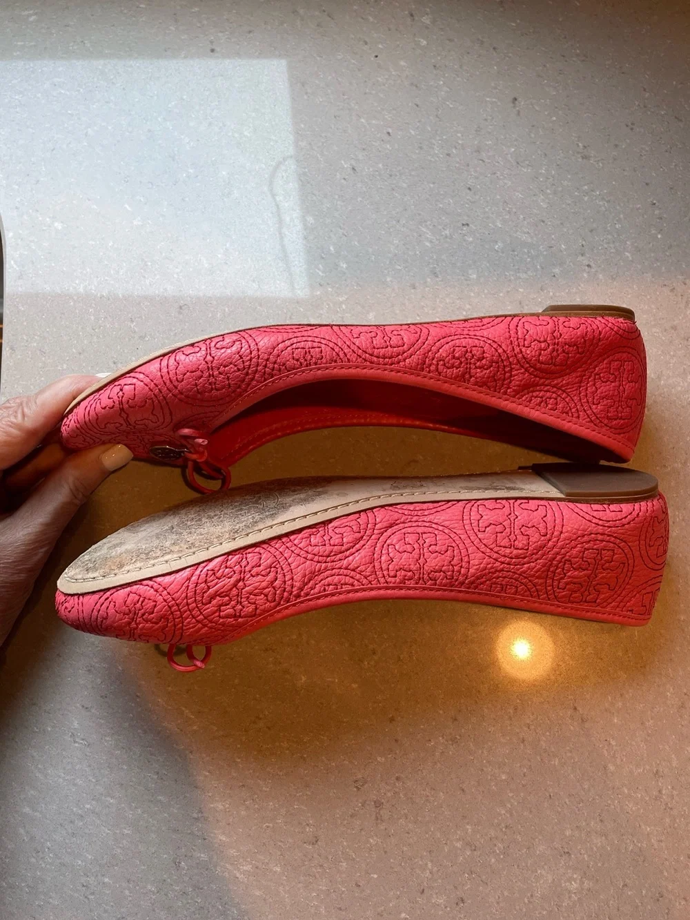 Tory Burch Chelsea Stitched Logo Flats | Rose Petal